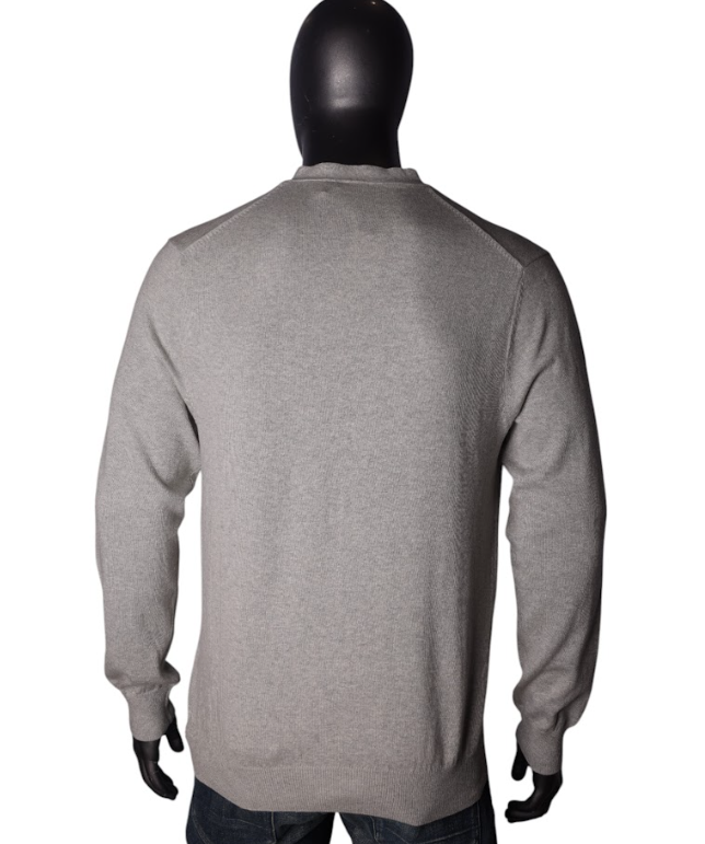 Polo Cardigan Plain Grey Melange